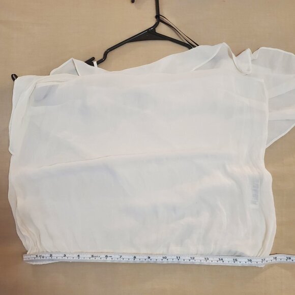 Forever 21 Blouse One Shoulder Ruffle Sheer White with Adjustable Side Strap - Picture 7 of 9